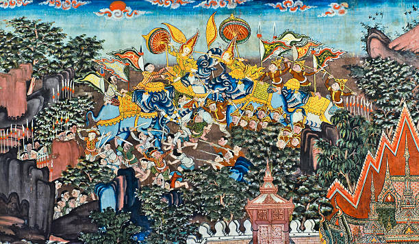 istock Traditional Thai mural on temple wall 471459661