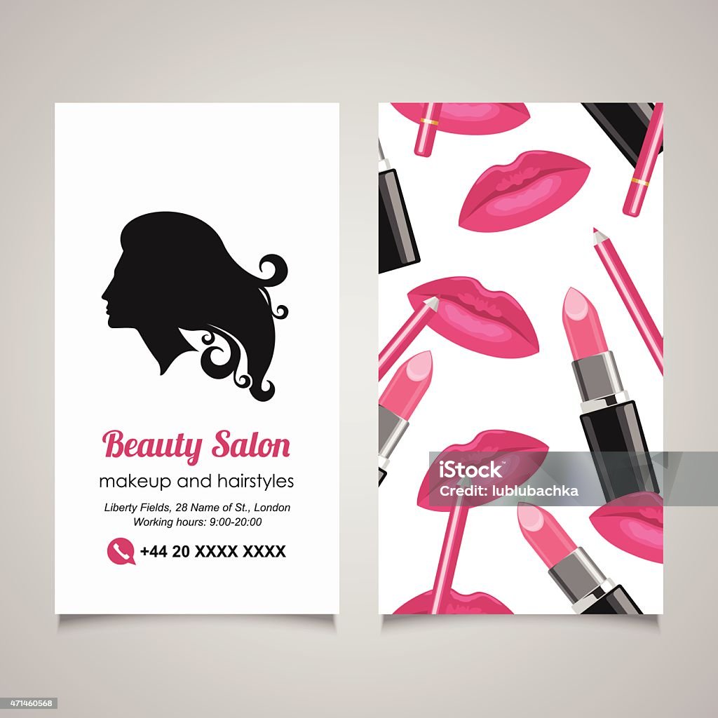 Beauty Salon Business Card Design Template With Beautiful Womans Profile  Stock Illustration - Download Image Now - iStock