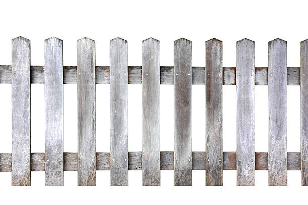 istock Wood fence on white background 471460855