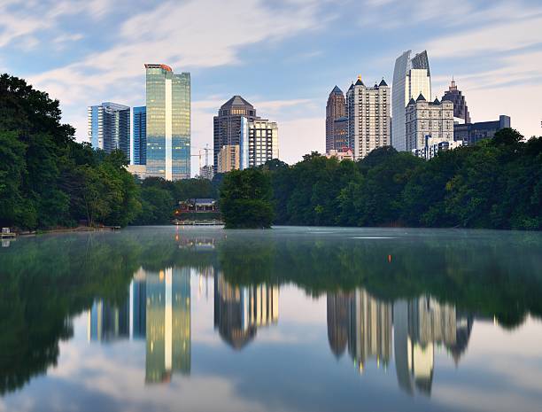 istock Atlantis Piedmont park reflecting in the water 471461435