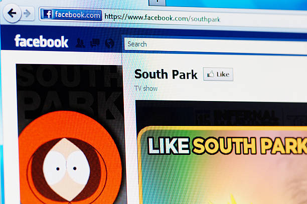 Facebook page of South Park on RGB laptop monitor Borgosesia, Italy - June 20, 2011: Facebook page of South Park on RGB laptop monitor. South Park is an American animated sitcom created by Trey Parker and Matt Stone for the Comedy Central television network. television show stock pictures, royalty-free photos & images