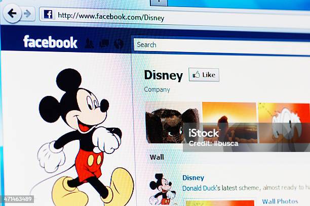 Facebook Page Of Disney On Rgb Laptop Monitor Stock Photo - Download Image Now - Page, Profile View, Social Media