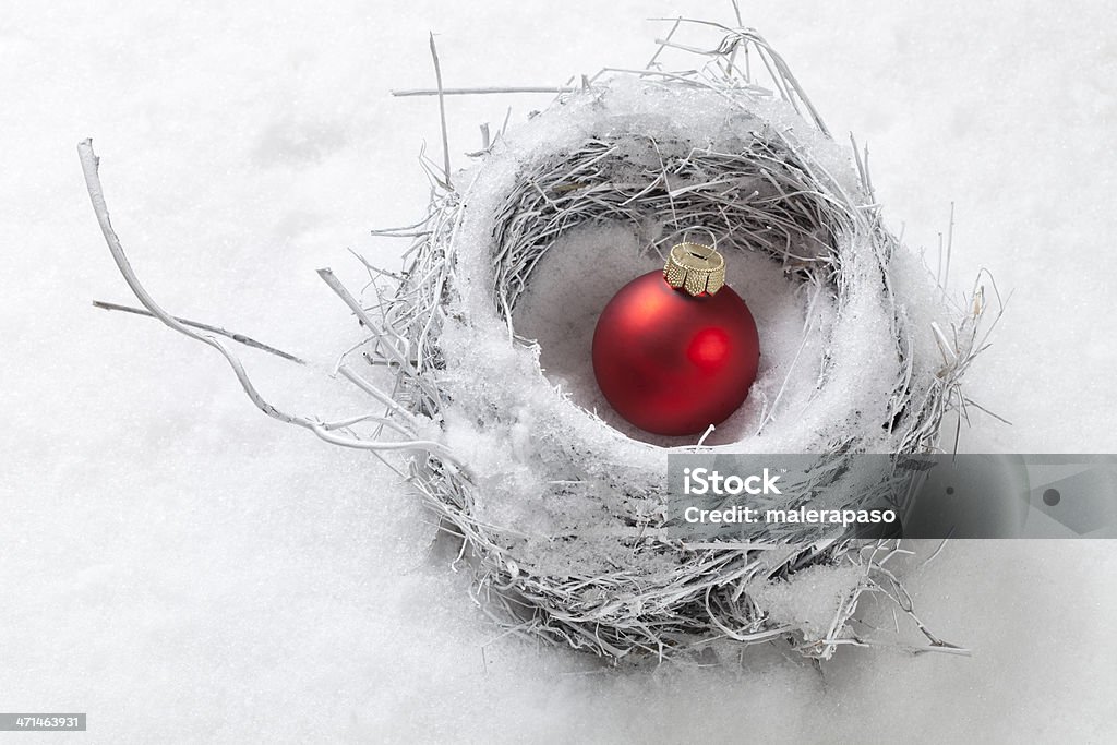 Nest in the snow with Christmas ball Nest in the snow with Christmas ball. Bird Stock Photo