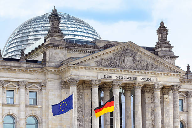 Reichstag, Berlin wih German and European flags