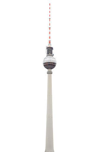 Tv tower or Fersehturm in Berlin isolated on white, clipping path included XL