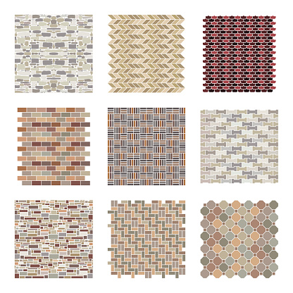 Building Patterns With Rocks Architectural And Landscape Rocks And Bricks Patterns Set Stock ...