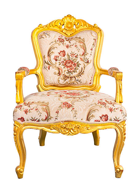 istock gold chair on white background 471466275