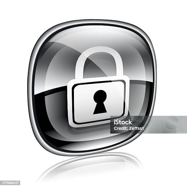 Lock Icon Black Glass Isolated On White Background Stock Illustration - Download Image Now