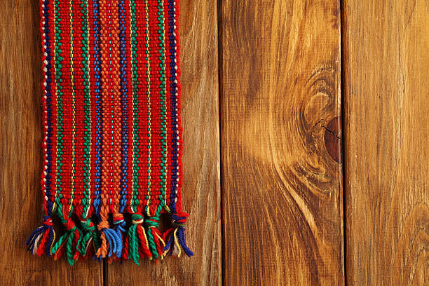 伝統的な民族の織物の質感の木製 beckgronds - serbian culture ストックフォトと画像