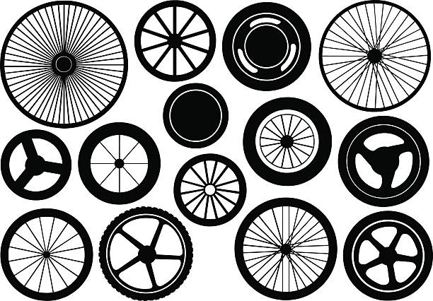 wheels - speichen stock-grafiken, -clipart, -cartoons und -symbole