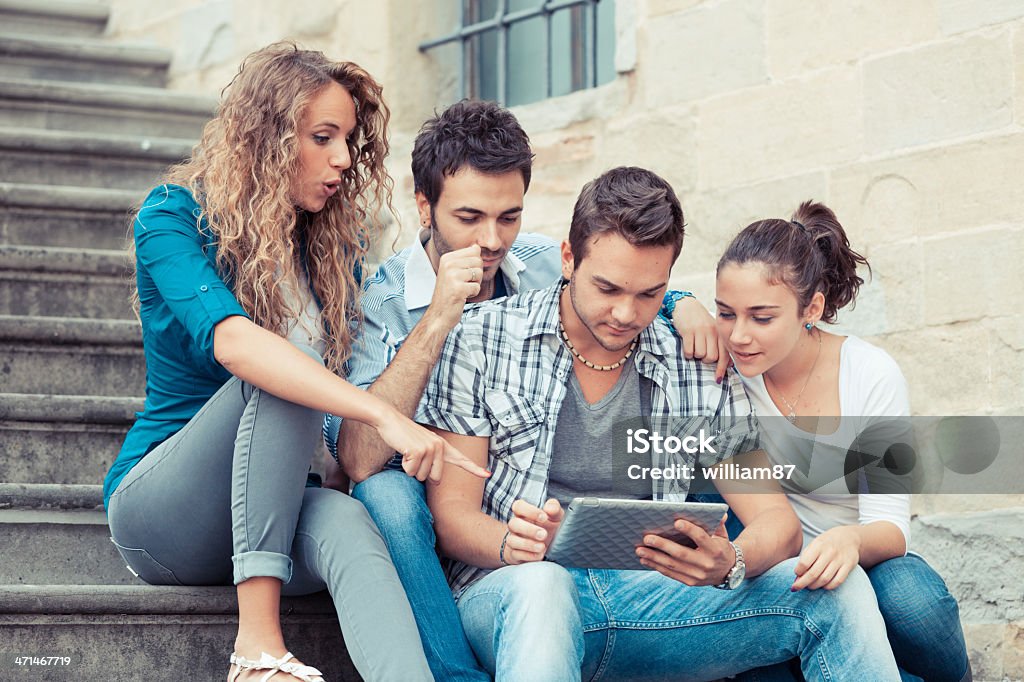 Group of Friends with Tablet PC Adolescence Stock Photo