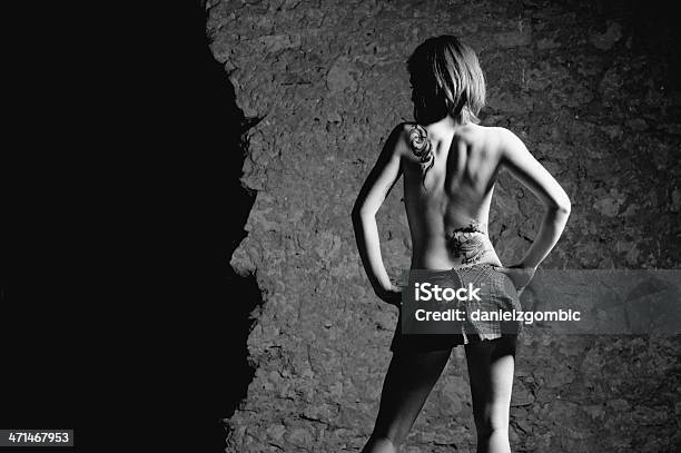 Tattoed Readhead Posing Stock Photo - Download Image Now - Mini Skirt, 20-24 Years, Adult