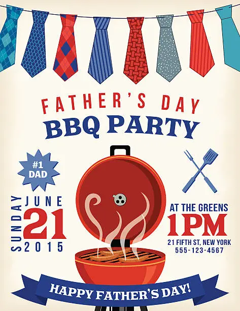 Vector illustration of Father's day BBQ Invitation Template