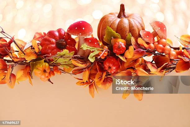 Decoração De Outono Com Espaço Para Texto - Fotografias de stock e mais imagens de Abóbora - Abóbora, Abóbora de Inverno, Abóbora-Menina - Cucúrbita