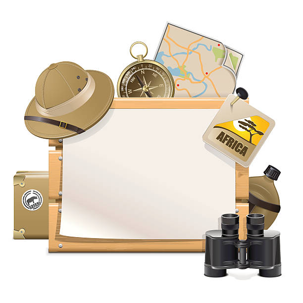 illustrations, cliparts, dessins animés et icônes de illustration de safari - discovery binoculars boy scout searching