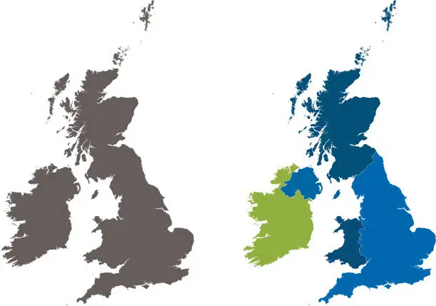 Vector illustration of United Kingdom and Republic of Ireland shape
