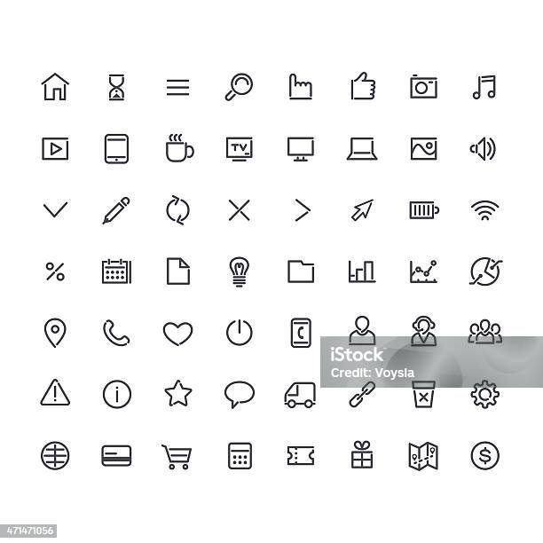 Set Of Line Universal Icons Stock Illustration - Download Image Now - Icon Symbol, Menu, Keypad