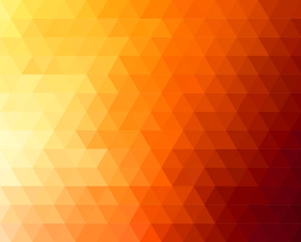 Abstract polygonal triangles poster Abstract geometric background with orange and yellow triangles. Vector illustration. Summer sunny design action plan three dimensional shape people stock illustrations