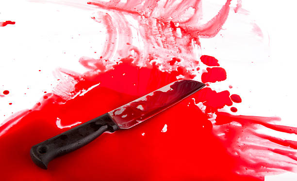 istock Halloween concept : Hand in blood on a white background 471471523