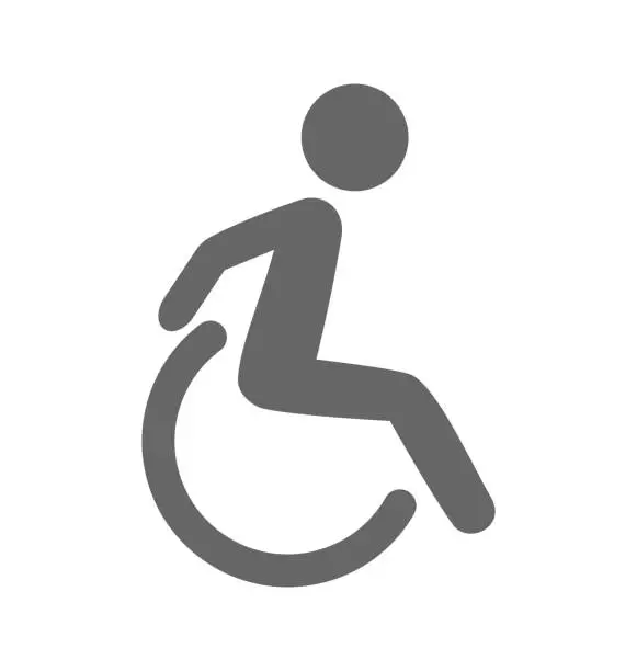 Vector illustration of Disability man pictogram flat icon isolated on white
