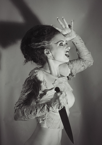 Emulation of vintage style photography, The Frankenstein`s Bride. Filters added for more vintage effect