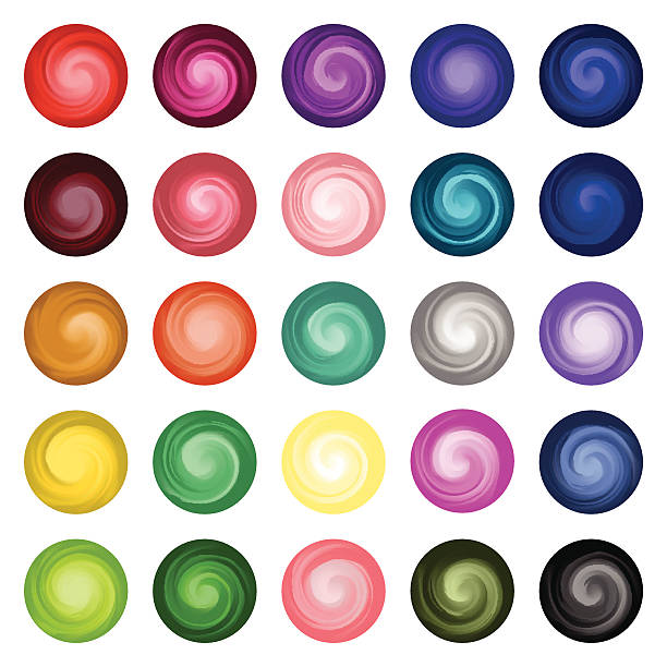 Mixed Paint Color Swatches in Circles Palette vector art illustration