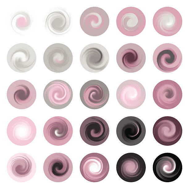 Mixed Paint Color Swatches Circles Palette Pink, Grey Shades vector art illustration