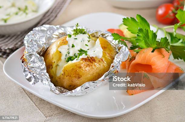 Baked Potato Stock Photo - Download Image Now - Baked Potato, Foil - Material, Aluminum