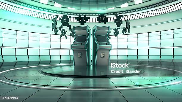 Future Arcade Hall Stock Photo - Download Image Now - Amusement Arcade, Video Arcade, Three Dimensional