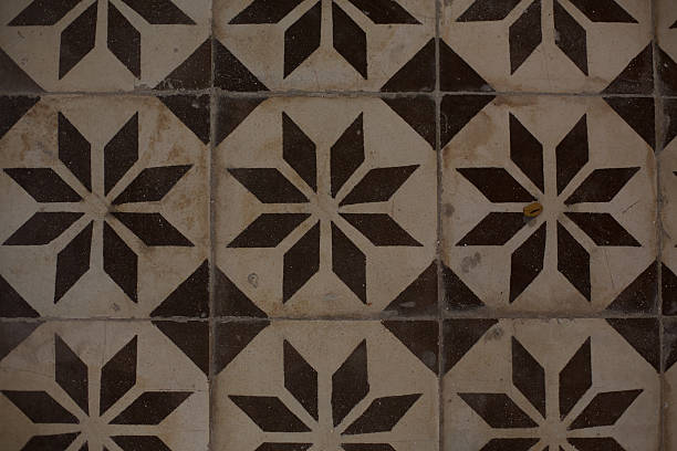 istock Patterned floor tiles, Wat Chaloem Phra Kiat, Nonthaburi, Thailand. 471473924