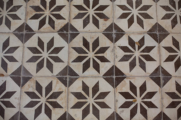 istock Patterned floor tiles, Wat Chaloem Phra Kiat, Nonthaburi, Thailand. 471473928