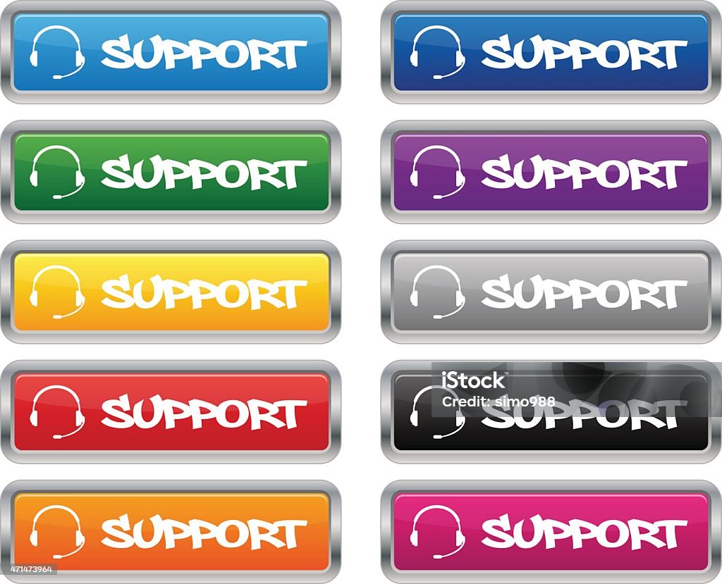 Support Buttonm Support Metallic Rectangular Buttons Stock Illustration - Download ...