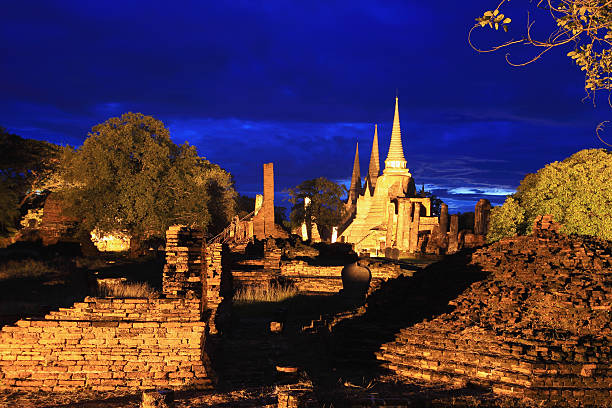 wat phra si sanphet-tempel, ayutthaya - sanphet palace stock-fotos und bilder