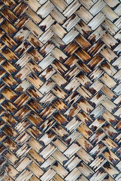 Pattern of Thai style bamboo handcraft background Pattern of Thai style bamboo handcraft texture background multi colored woven macro mesh stock pictures, royalty-free photos & images