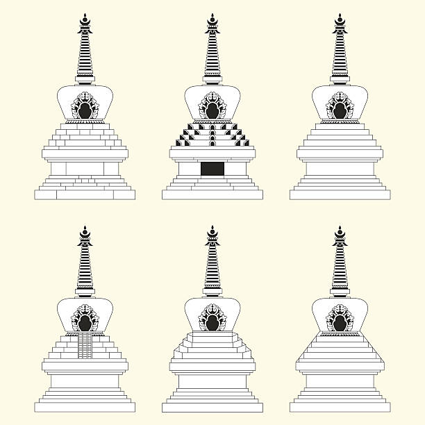 ilustrações, clipart, desenhos animados e ícones de estupa collection - stupa