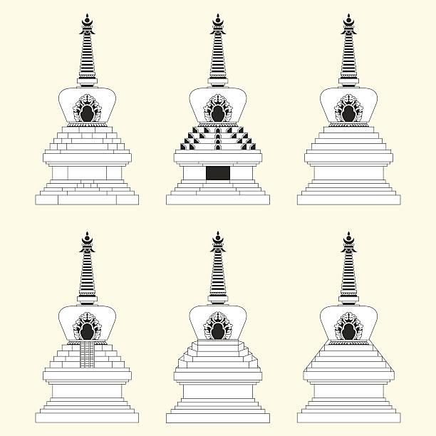 Stupa Collection The stupa is common in Buddhist temple.the buddhist relics are often put in pagoda. stupa stock illustrations