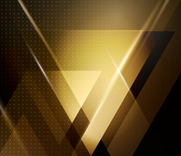 Vector abstract geometric background with triangle Vector color abstract geometric banner with triangle shapes. gold metal drawings stock illustrations