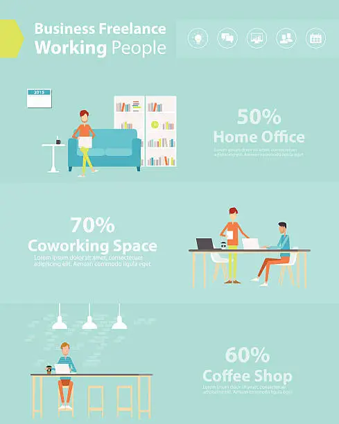 Vector illustration of people business working style .flat cartoon character