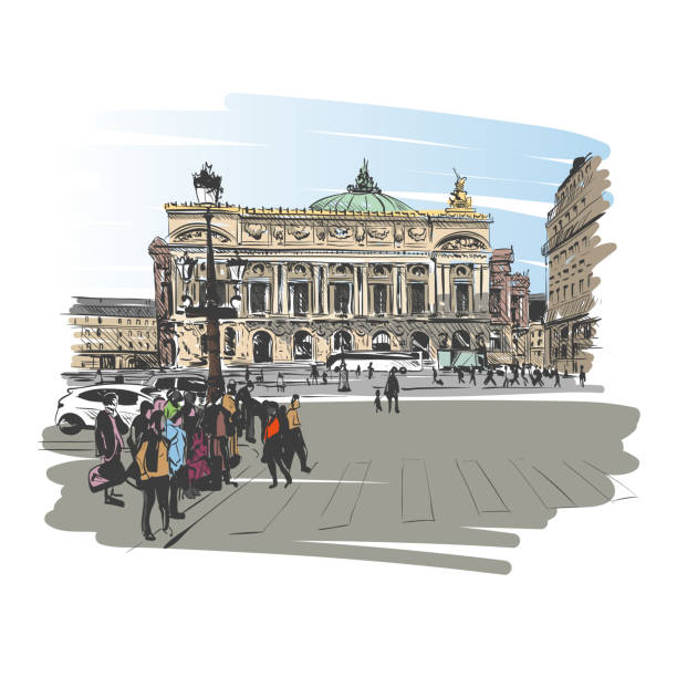 ilustrações de stock, clip art, desenhos animados e ícones de ópera garnier, paris, frança. ilustração vetorial - opera opera garnier paris france france