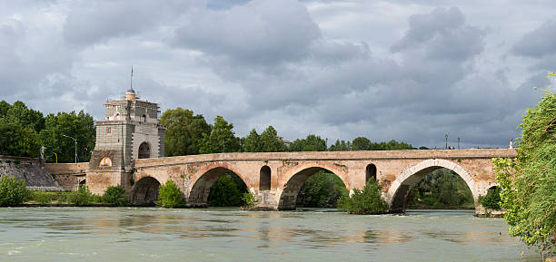 Rome Milvio bridge view stock photo