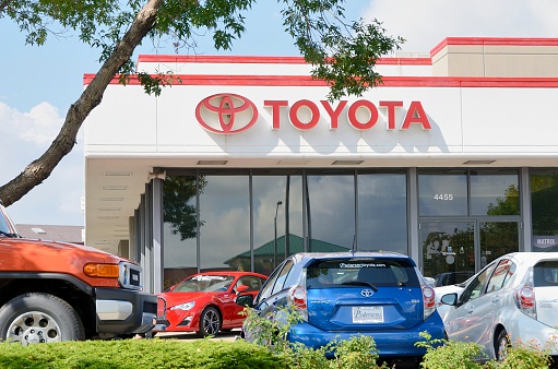 Fort Collins, Colorado, USA - September 27, 2012: The Toyota dealership in Fort Collins, Colorado. Founded in Japan in 1937, Toyota Motor Corporation is one of the largest companies in the world with 2011 revenues over over $235 Billion.