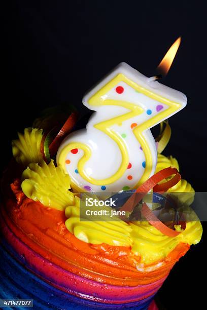 3rd Birthday Cake Stock Photo - Download Image Now - Aging Process, Baked, Birthday