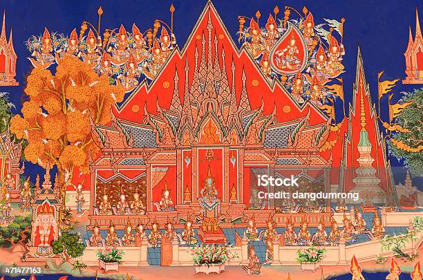 Wall Painting At Wat Khanon Temple Ratchaburi Province Thailand Stock Photo - Download Image Now
