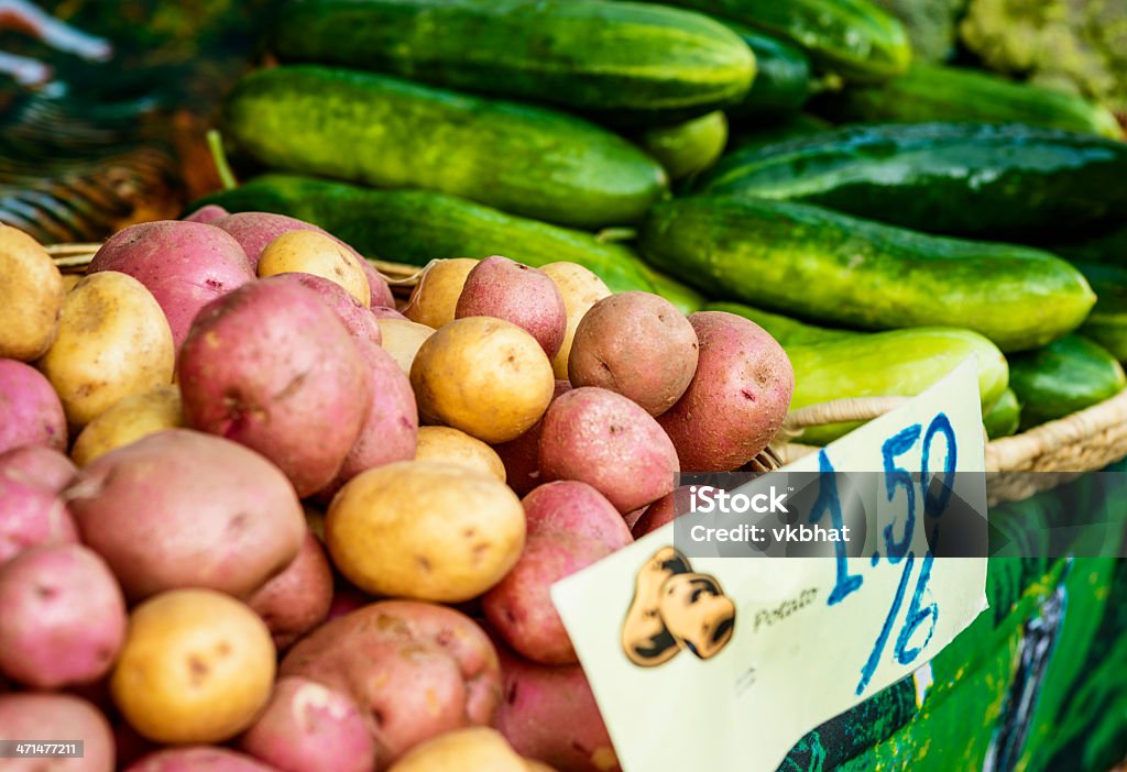 Fresh vegetables Organic fresh vegetables displayed at a local farmers market Close-up Stock Photo