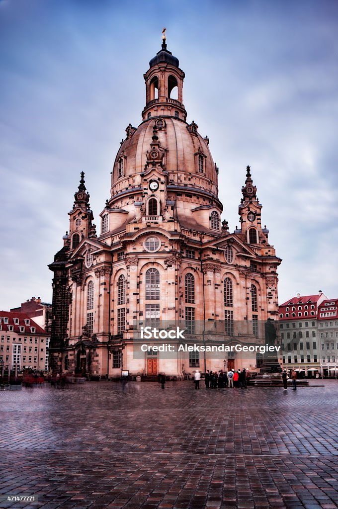 Martin Luther statue and Lutheran church in Dresden, Germany Dresdner Frauenkirche ("Church of Our Lady") is a Lutheran church in Dresden. The church was destroyed in the firebombing of Dresden during World War II and has been reconstructed as a landmark symbol of reconciliation between former enemies. Dresden, Germany. 18th Century Style Stock Photo