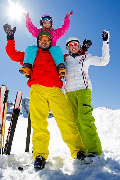 Ski family stock photo