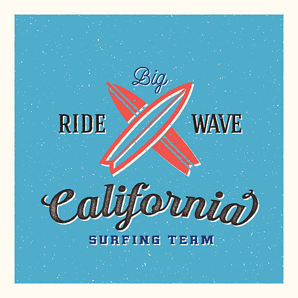 california surfing zespół tło wektor logo szablon etykiety lub - woodie stock illustrations