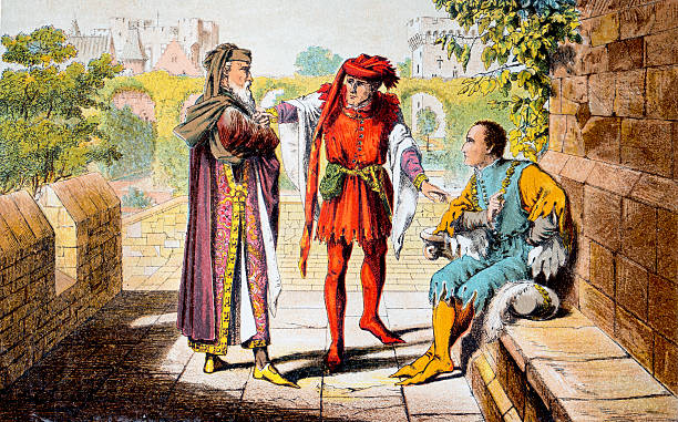 shakespeare scena z king henry vi - engraving william shakespeare art painted image stock illustrations
