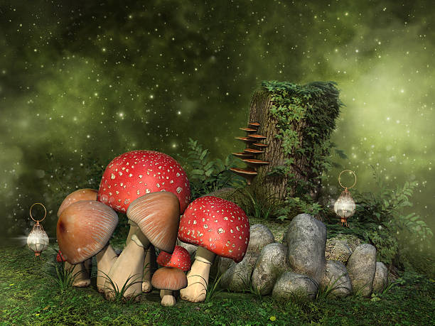 istock Fantasy mushrooms, rocks and ivy 471479210