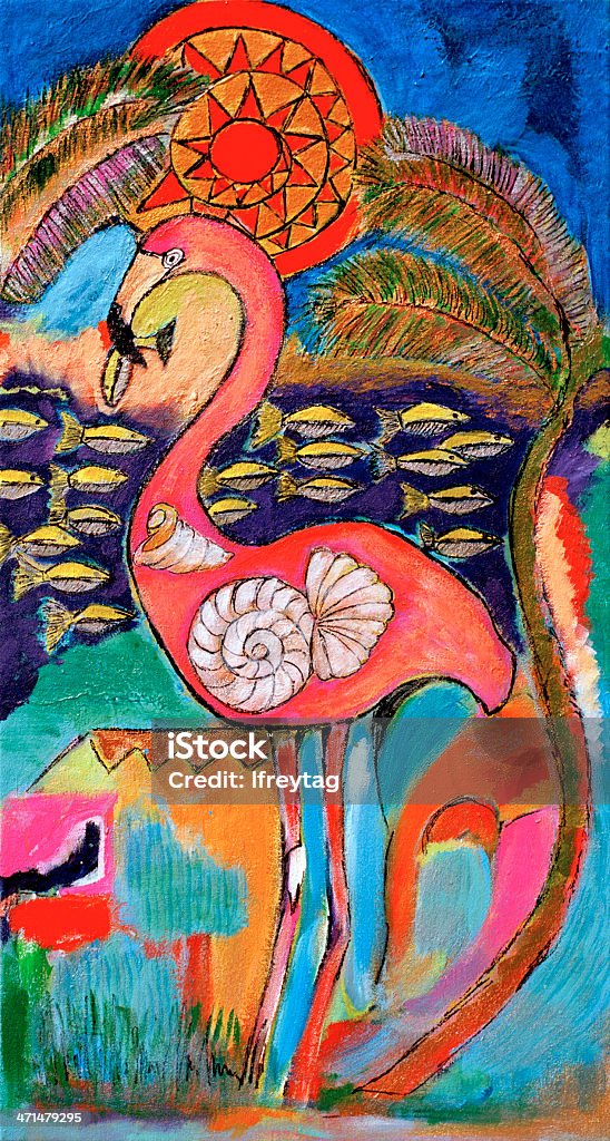 Original-Gemälde "Flamingo" Acryic auf Leinwand - Lizenzfrei Flamingo Stock-Illustration